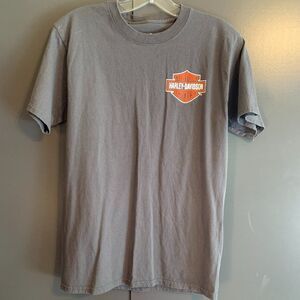 Hanes Harley-Davidson Gray & Orange Short Sleeve T-Shirt Danville, VA Size Small